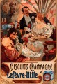 Biscuits ChampagneLefevreUtile 1896 Art Nouveau tchèque Alphonse Mucha